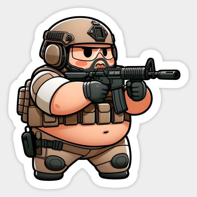 Tactical Fatman Sticker by Rawlifegraphic